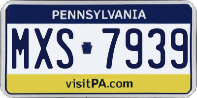 PA license plate MXS7939