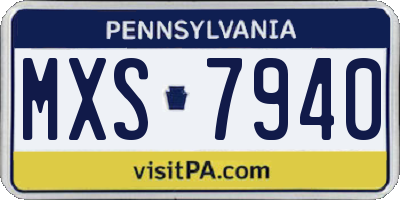 PA license plate MXS7940