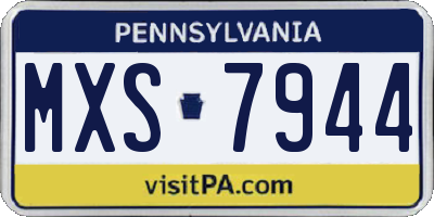 PA license plate MXS7944