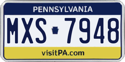 PA license plate MXS7948