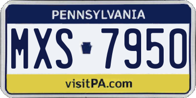 PA license plate MXS7950