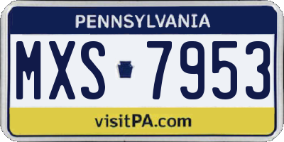 PA license plate MXS7953