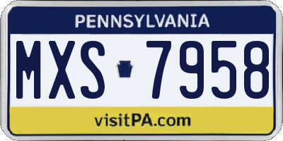 PA license plate MXS7958