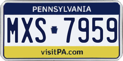 PA license plate MXS7959