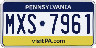 PA license plate MXS7961