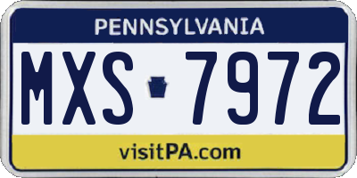 PA license plate MXS7972