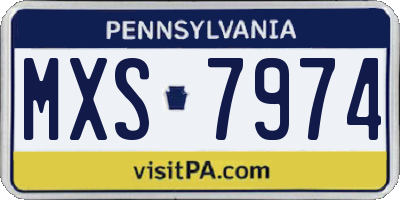 PA license plate MXS7974