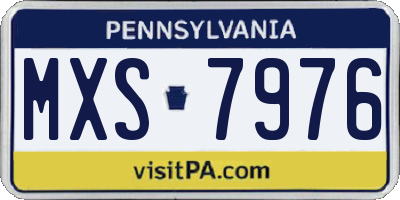 PA license plate MXS7976
