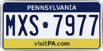 PA license plate MXS7977