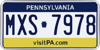 PA license plate MXS7978