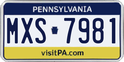 PA license plate MXS7981