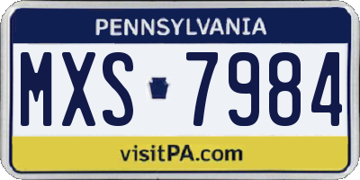 PA license plate MXS7984