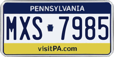PA license plate MXS7985