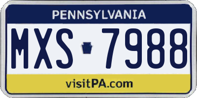 PA license plate MXS7988