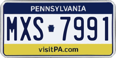 PA license plate MXS7991