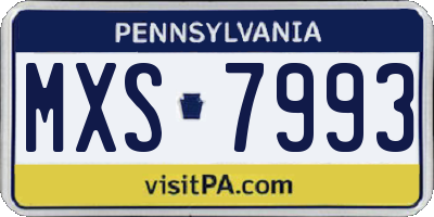 PA license plate MXS7993