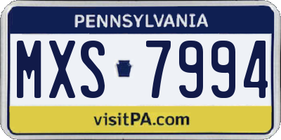 PA license plate MXS7994