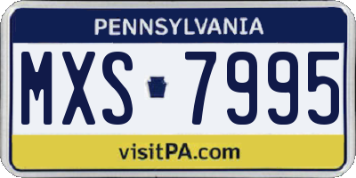 PA license plate MXS7995