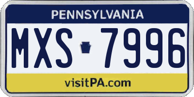 PA license plate MXS7996