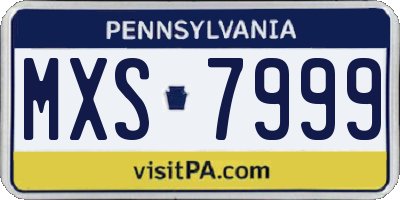 PA license plate MXS7999