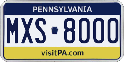 PA license plate MXS8000