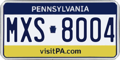 PA license plate MXS8004