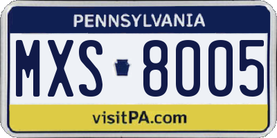 PA license plate MXS8005