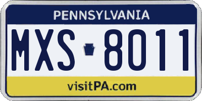 PA license plate MXS8011