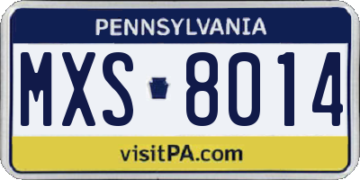 PA license plate MXS8014