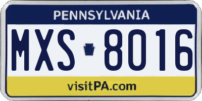 PA license plate MXS8016