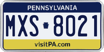 PA license plate MXS8021