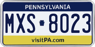 PA license plate MXS8023