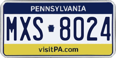 PA license plate MXS8024