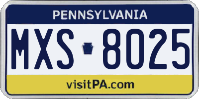 PA license plate MXS8025