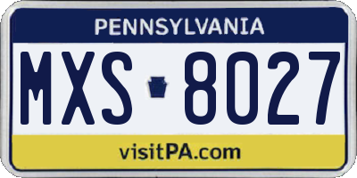 PA license plate MXS8027