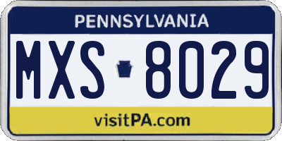 PA license plate MXS8029