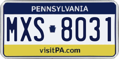 PA license plate MXS8031