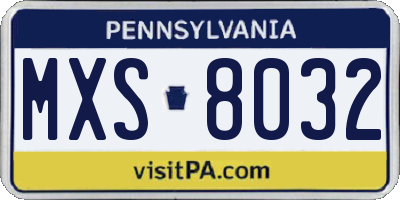 PA license plate MXS8032