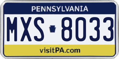 PA license plate MXS8033