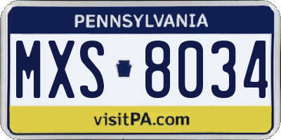 PA license plate MXS8034