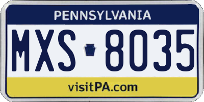 PA license plate MXS8035