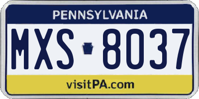 PA license plate MXS8037