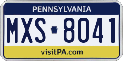 PA license plate MXS8041