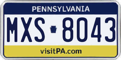 PA license plate MXS8043