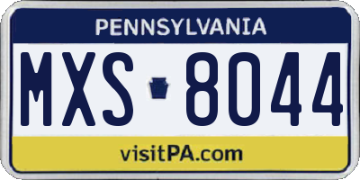PA license plate MXS8044