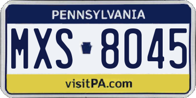 PA license plate MXS8045
