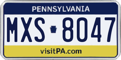 PA license plate MXS8047