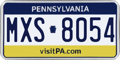 PA license plate MXS8054