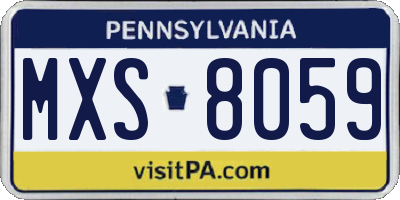 PA license plate MXS8059