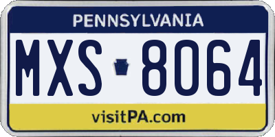 PA license plate MXS8064